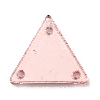 Triangle Acrylic Mirror Sew on Rhinestones, Garments Accessories, Multi-Strand Links, Misty Rose, 14x16x1.3mm, Hole: 1.2mm