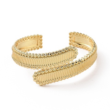 Brass Rectangle Open Cuff Bangle for Women, Golden, Inner Diameter: 2-3/8 inch(5.9cm)