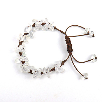Synthetic Quartz Crystal Chips Braided Bead Bracelet, Adjustable Bracelet for Women, 8-5/8~10-5/8 inch(22~27cm)