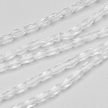 Transparent Glass Beads Strands, Faceted, Column, Clear, 5x3mm, Hole: 0.5mm, about 100pcs/strand, 19.4 inch
