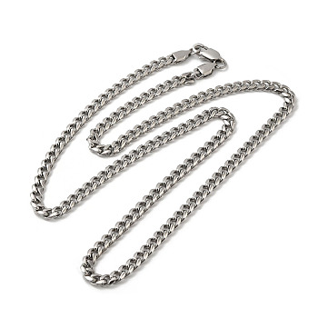 304 Stainless Steel Cuban Link Chain Necklace, Stainless Steel Color, 24.29 inch(61.7cm)