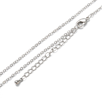 Brass Cable Chain Necklaces, Long-Lasting Plated, Real Platinum Plated, 16.34 inch(41.5cm)