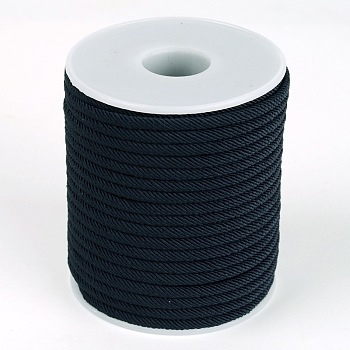 Round Polyester Cords, Prussian Blue, 4mm, about 21.87 yards(20m)/roll