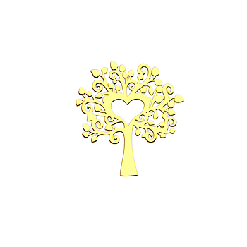 Brass Self Adhesive Decorative Stickers, Golden Plated Metal Decals, for DIY Epoxy Resin Crafts, Tree, 30mm