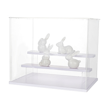 Transparent Plastic Minifigures Display Case, 3-Tier Holder Risers for Models, Building Blocks, Doll Display, Rectangle, Clear, Finished Product: 31.5x21.5x26cm