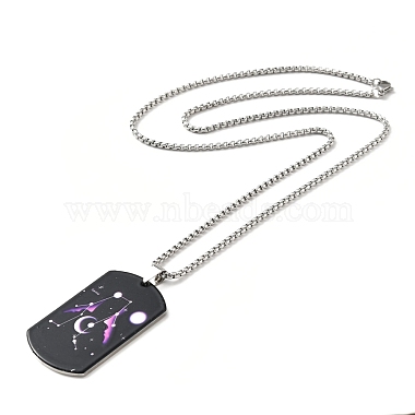 201 Edelstahl-Rechteck mit Sternbild-Anhänger-Halskette für Damen(NJEW-G015-01E)-3