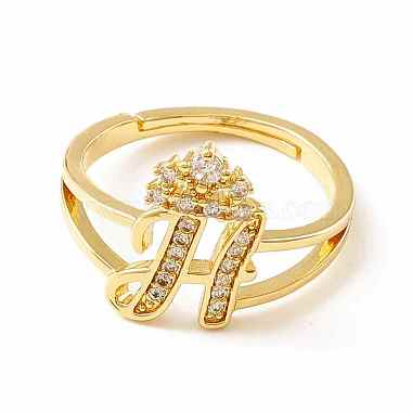 Clear Cubic Zirconia Initial Letter with Crown Adjustable Ring(RJEW-M139-17H)-2