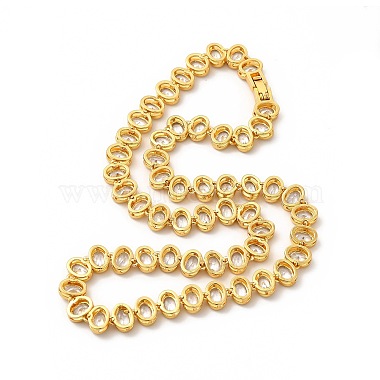 Halskette mit ovalen Gliedern aus klaren kubischen Zirkonia(NJEW-E074-02G)-2