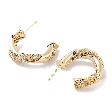 Twist Ring Brass Stud Earrings(EJEW-F332-03G)-2