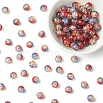 100Pcs Crackle Glass Beads, Round, Two Tone, FireBrick, 6~6.5mm, Hole: 1.2mm(CCG-YW0001-19A-11)