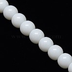 Opaque Solid Color Crystal Glass Round Beads Strands, White, 10mm, Hole: 1mm, about 33pcs/strand, 12.8 inch(EGLA-F037-10mm-E01)