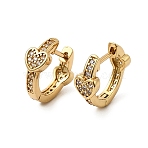 Heart Clear Cubic Zirconia Small Chunky Hoop Earrings for Women, Brass Micro Pave Cubic Zirconia Hinged Hoop Earrings, Real 18K Gold Plated, 12x14x4mm, Pin: 1mm(EJEW-SZ0002-41)
