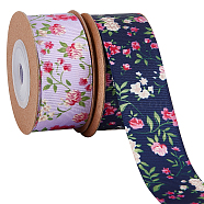 2 Rolls 2 Colors Polyester Ribbon, Flower Pattern, for Gifts Wrapping Party, Mixed Color, 1 inch(25mm), about 5.4yards(5m)/roll, 1 roll/color(SRIB-GF0001-19)