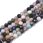 Natural Mixed Stone Beads Strands, Faceted, Round, 4mm, Hole: 0.7mm, about 85~88pcs/strand, 15 inch~15.55 inch(38.2~39.5cm)(G-T108-39A)