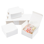 Foldable Creative Kraft Paper Box, Wedding Favor Boxes, Favour Box, Paper Gift Box, Rectangle, White, 8x8x4cm(CON-WH0062-05A)