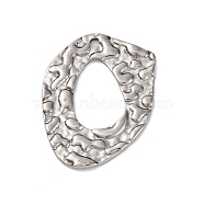 304 Stainless Steel Pendants, Textured, Irregular Oval Charm, Antique Silver, 32x24x1.5~2mm, Hole: 1.5mm(STAS-L280-06AS-01)