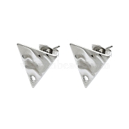 304 Stainless Steel Stud Earring Findings, Triangle, 12x13.5mm, Hole: 1.4mm, Pin: 10.5x0.5mm(STAS-L024-003P-02)
