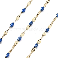 Ion Plating(IP) 304 Stainless Steel Dapped Chains, with Enamel, Soldered, with Spool, Royal Blue, 11x2x2mm, about 32.81 Feet(10m)/Roll(CHS-K018-18G-07)