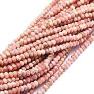 Natural Argentina Rhodochrosite Beads Strands, Faceted, Rondelle, 4.5~5x3~3.5mm, Hole: 0.8mm, about 106pcs/strand, 15.43''(39.2cm)(G-E569-H15)