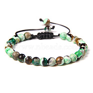 Natural Agate Round Bead Adjustable Braided Bracelets, 6mm(UO3136-6)