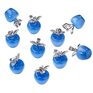 10Pcs Apple Gemstone Charm Pendant Crystal Quartz Healing Natural Stone Pendants Pink Silver Buckle for Jewelry Necklace Earring Making Crafts, Blue, 20.5x14.8mm, Hole: 3mm(JX525C)