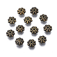Tibetan Style Alloy Flower Spacer Beads, Cadmium Free & Lead Free, Antique Bronze, 6x3mm, Hole: 1.2mm, about 3000pcs/1000g(TIBEB-0885-AB-01-FF)
