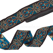 Ethnic Style Polyester Ribbon, for Clothing Accessories, Floral Pattern, Black, 1-1/4 inch(33mm), about 7.66 Yards(7m)/Bundle(OCOR-WH0046-20)