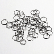 Iron Open Jump Rings, Nickel Free, Gunmetal, 10x1.0mm, 18 Gauge, Inner Diameter: 8mm, about 5600pcs/1000g(IFIN-A018-10mm-B-NF)