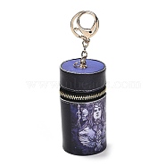 PU Imitation Leather Lipstick Pouch Holder Pendant Keychain, with Alloy Finding, Column, Owl, 16.5cm(KEYC-E039-01KCG-03)