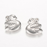 Non-Tarnish 201 Stainless Steel Pendants, Swan, Stainless Steel Color, 14x13x4mm, Hole: 1.5mm(STAS-T005-12-1)