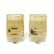 304 Stainless Steel Stud Earring Findings, with Loop, Rectangle, Golden, 16.5x10mm, Hole: 1.4mm, Pin: 0.8mm(X-STAS-Q225-15G)