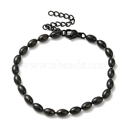 Ion Plating(IP) 304 Stainless Steel Oval Ball Chain Bracelets for Women, Gunmetal, 6-3/4 inch(17cm)(BJEW-C046-01B)