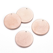 Ion Plating(IP) 304 Stainless Steel Pendants, Blank Stamping Tag, Flat Round, Rose Gold, 25x1mm, Hole: 1.4mm(EJEW-L238-01B-RG)