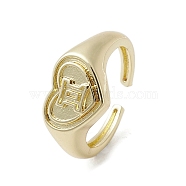 Brass Adjustable Open Rings, Heart, Gemini, US Size 7 3/4(17.9mm)(RJEW-K257-86G-03)