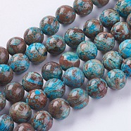 Gemstone Beads Strands, Natural Chrysocolla, Round, Dyed & Heated, Size: about 12mm in diameter, about 33pcs/strand(G-H1044-1)