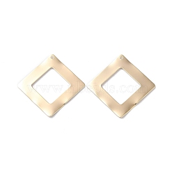 Brass Pendants, Rhombus, Real 18K Gold Plated, 34x34x0.7mm, Hole: 1.4mm(KK-P257-03G)