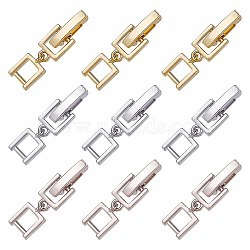 9Pcs 3 Colors Brass Fold Over Clasps, Bracelet, Necklace Jewelry Extender, Mixed Color, 20~29mm, Link: 8x5.5x2mm, Clasp: 10x2x4mm, 3pcs/color(KK-SC0003-13)