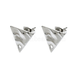 Non-Tarnish 304 Stainless Steel Stud Earring Findings, Triangle, 12x13.5mm, Hole: 1.4mm, Pin: 10.5x0.5mm(STAS-L024-003P-02)