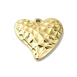 Ion Plating(IP) 304 Stainless Steel Pendants, Heart Charm, Real 18K Gold Plated, 19.5x20x3.5mm, Hole: 1.6mm(STAS-B058-16G-03)