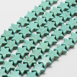 Synthetic Howlite Bead Strands, for DIY Jewelry Making, Dyed, Star, Dark Cyan, 11.5x11.5x4.5mm, Hole: 1mm, about 40pcs/strand, 15.9 inch(X-G-P228-13-12x12mm)