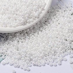 MIYUKI Round Rocailles Beads, Japanese Seed Beads, 8/0, (RR471) White Pearl AB, 8/0, 3mm, Hole: 1mm, about 2111~2277pcs/50g(SEED-X0055-RR0471)