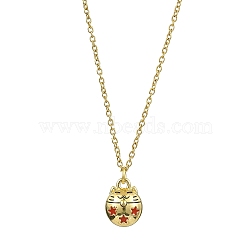 Cat Shaped Alloy Enamel Pendant Necklace, with 304 Stainless Steel Cable Chains, Golden, 17.64 inch(44.8cm)(NJEW-JN04613-01)