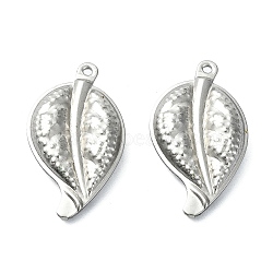 Non-Tarnish 304 Stainless Steel Pendants, Leaf Charms, Stainless Steel Color, 23.5x13x4mm, Hole: 1.1mm(STAS-L024-007P)