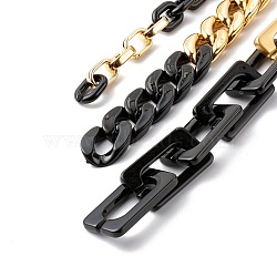Handmade Curb Chains & Cable Chains, with Acrylic Linking Rings and CCB Link, Mixed Color, 43x23x4.5mm, 39.37 inch(1m)/strand, 3strand/set(AJEW-JB01054)