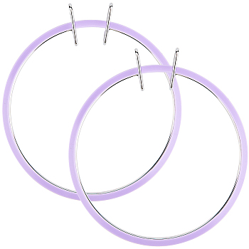 2Pcs Ring Embroidery Plastic Hoops, with Iron Clasp, Lilac, 206x188x23mm, Inner Diameter: 150x168mm