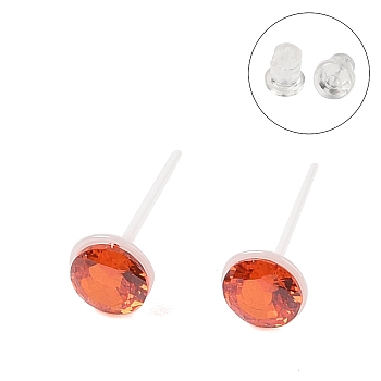 Hypoallergenic Bioceramics Zirconia Ceramic Stud Earrings, No Fading and Nickel Free, Tomato, 5.5mm