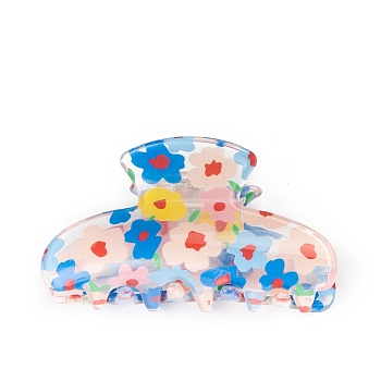 Flower PVC Claw Hair Clips, Dodger Blue, 83x43x41mm