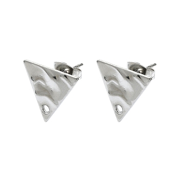 304 Stainless Steel Stud Earring Findings, Triangle, 12x13.5mm, Hole: 1.4mm, Pin: 10.5x0.5mm