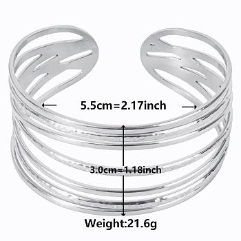 Non-Tarnish Stylish European and American 304 Stainless Steel Cuff Bangles for Women