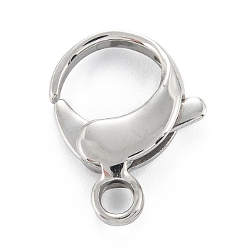 304 Stainless Steel Lobster Claw Clasps, Parrot Trigger Clasps, Stainless Steel Color, 16.5x13x3.5mm, Hole: 2.4mm